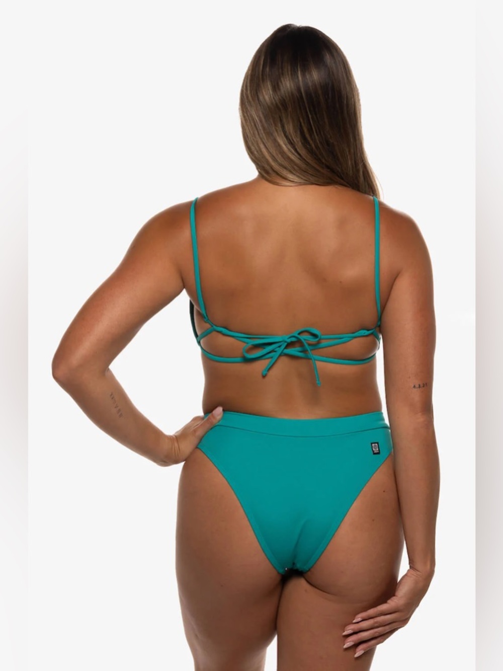 Jolyn | Alanna Bikini Bottom Cheeky Medium Coverage Coast Teal Green Surf New - Picture 4 of 13